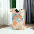 thumbnail image 6 of Yayeee Freestanding Laundry Hamper with Handle Collapsible Large Storage Basket for Clothes, Pink Retro Sun, 6 of 7