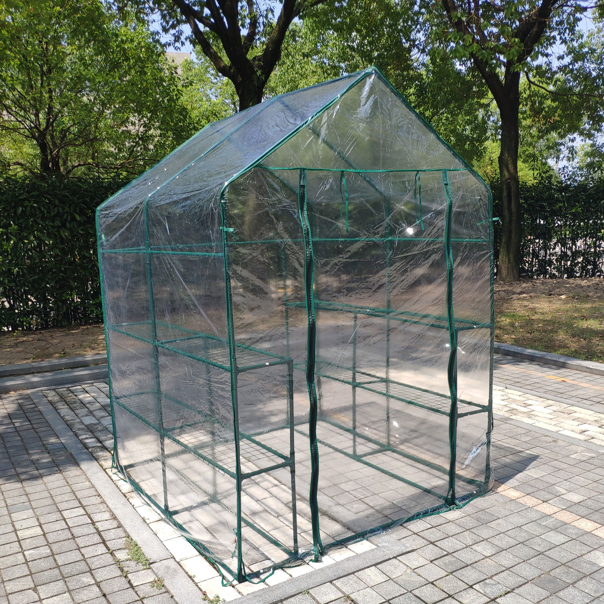 SESSLIFE Greenhouse for Outdoors, 8.3' x 6.2' x 6.3' Aluminum Greenhouse  with Window, Sliding Door, Polycarbonate Greenhouses Garden Supplies for