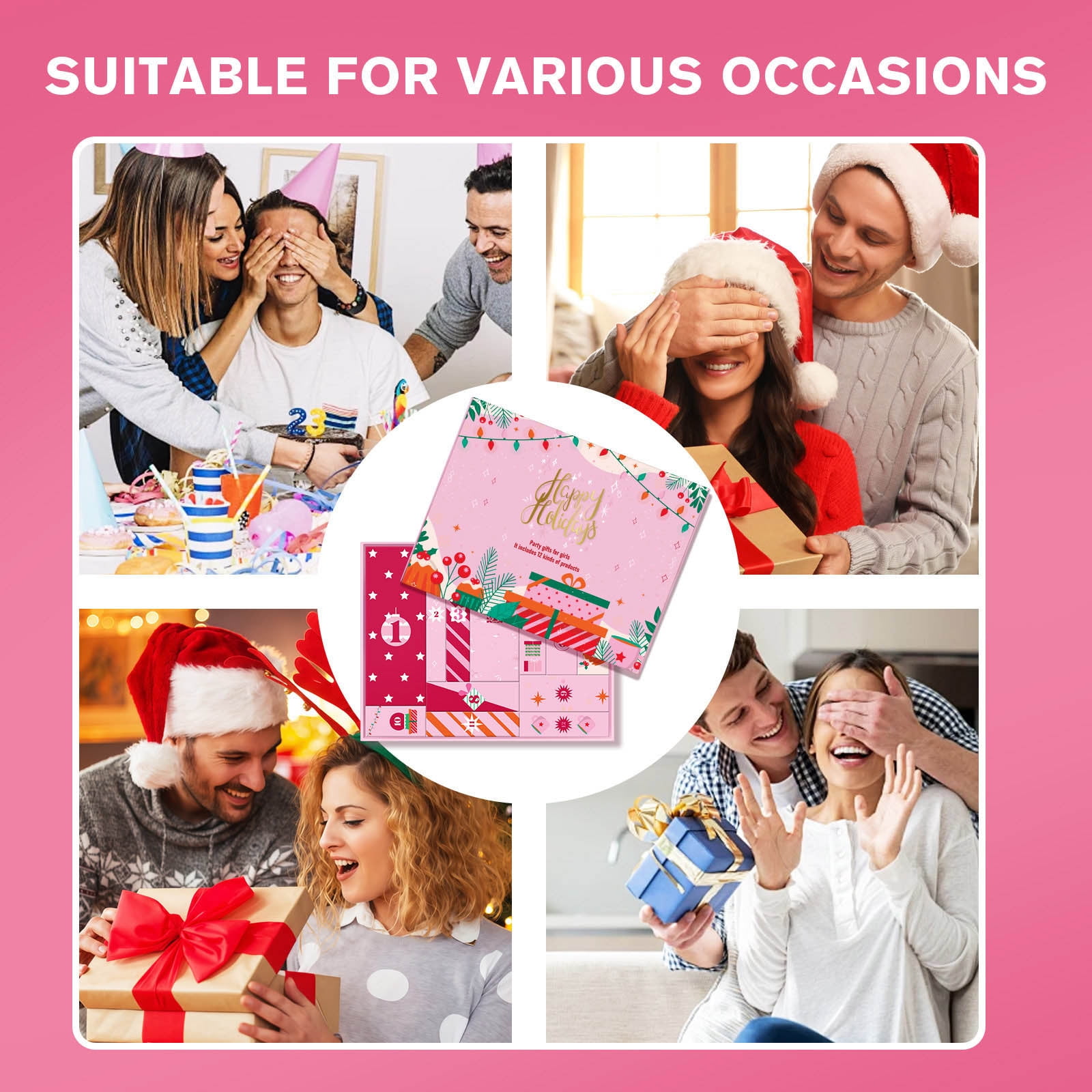 12-Piece Makeup Surprise Box - Advent Calendar for Women & Teens, Holiday Beauty Gift for Her, 100ml