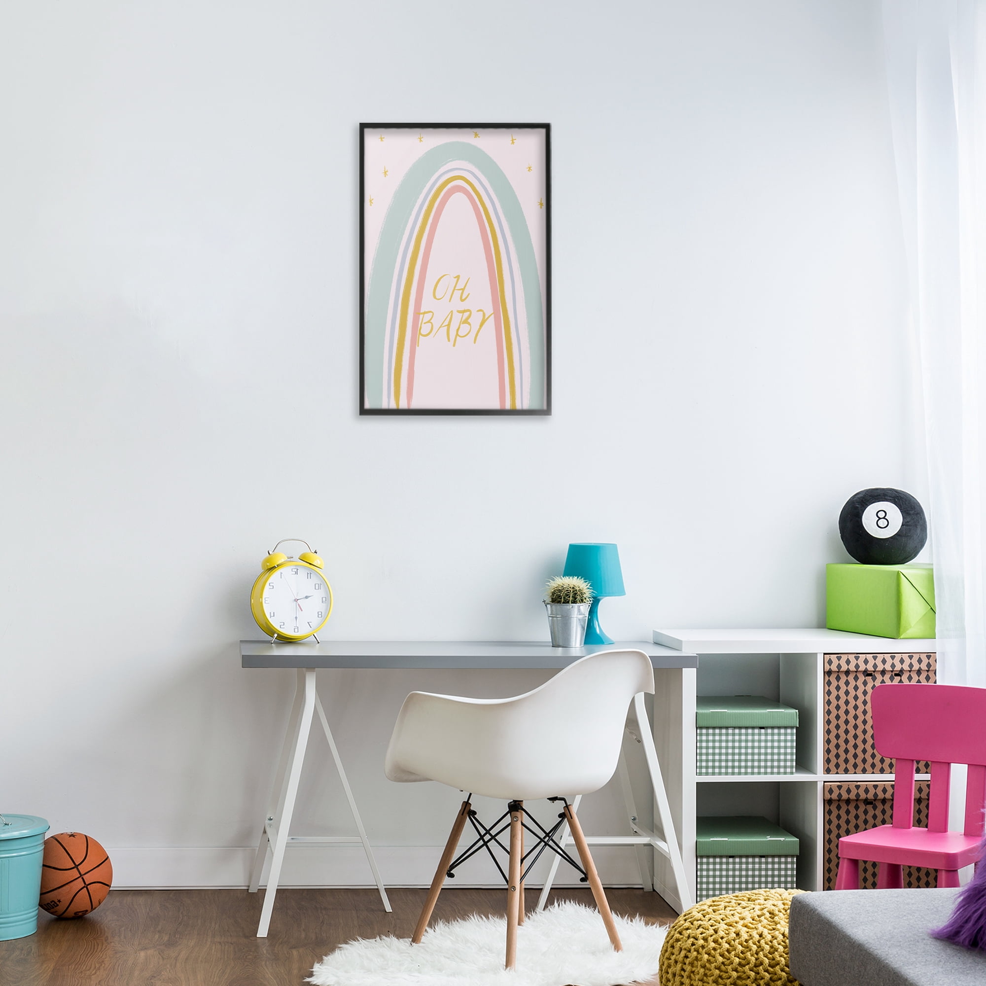 Stupell Industries Oh Baby Rainbow Black Framed Giclee Art, design by Lucille Price
