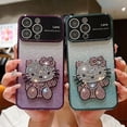 thumbnail image 2 of Glitter Cartoon Hello Kitty Phone Case For iPhone 14 13 12 11 Pro Max XS XR X 7 8 Plus Clear Shockproof Lens Protection Cover LXY, 2 of 7