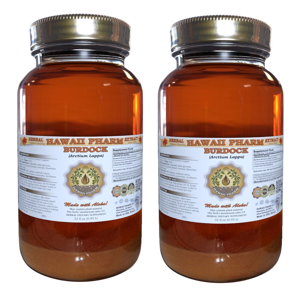 Burdock (Arctium Lappa) Tincture, Organic Dried Root Liquid Extract, Niu  Bang Zi, Herbal Supplement 2x32 oz Unfiltered 