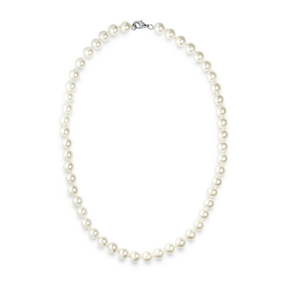 8mm Faux White Pearl Necklace 18"