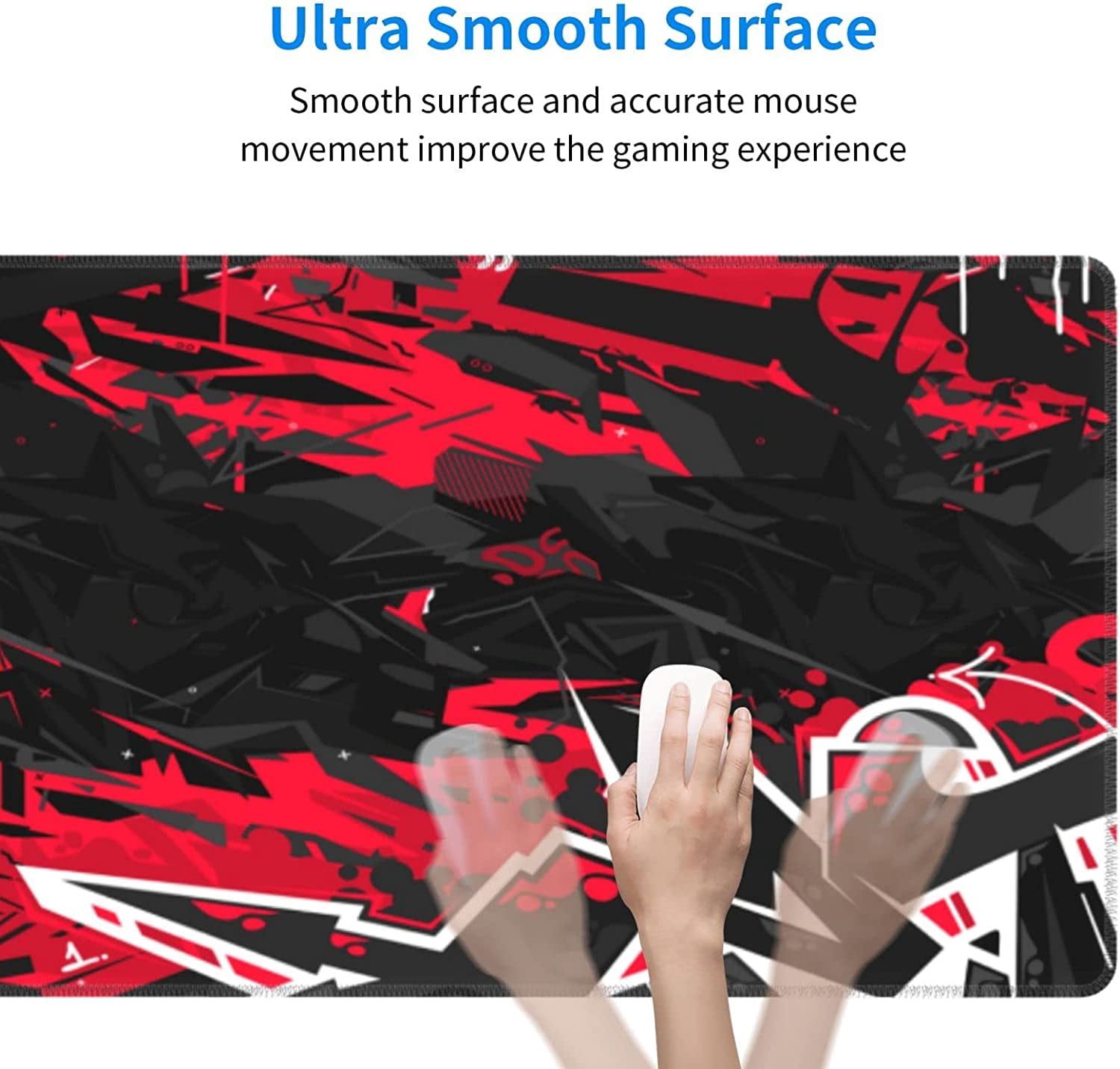 Abstract XL Large Gaming Mouse Pad with Stitched Edge, Non-Slip Big Long Extended Deskmat Desktop Makeup Mat, 31.5*11.8 in (Dark Black Abstract Flat Urban Street)