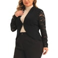 thumbnail image 4 of Agnes Orinda Plus Size Blazer Cardigan for Women Long Sleeve Lace Open Front Cropped Shrug Bolero Cardigans Jacket 3X Black, 4 of 6