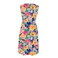 thumbnail image 4 of ClodeEU Women's Crew Neck Sleeveless Floral Print A Line Midi Dress,Casual Summer Swing Dress Hot Pink,Women's Plus L, 4 of 7