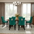 thumbnail image 3 of DONICK Velvet Upholstered Dining Chair Set of 6,Modern Tufted Kitchen Chairs Nailhead Lion Pull Ring Black Wood Legs(Black), 3 of 9