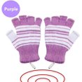 thumbnail image 1 of USB 2.0 Powered Stripes Patrón de calefacción Tejido de lana Guantes calefactables Manos sin dedos Calentadores Manoplas Computadora portátil Guantes cálidos para mujeres Hombres Niñas Niños Adepaton WMZL-426-2, 1 of 1