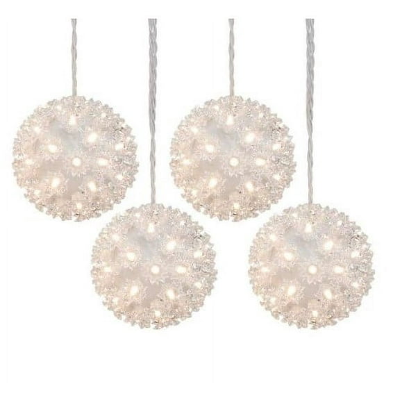 5.5 in. 200-Light Warm White LED Hanging Spheres (4-Pack) Christmas Decoration