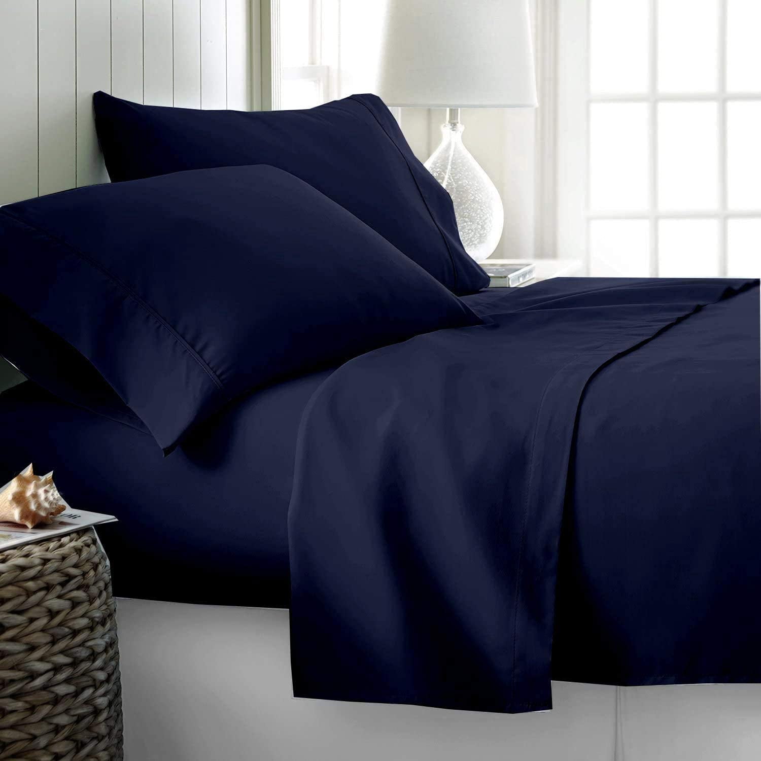 800 Thread Count Egyptian Cotton Standard/Queen Size Pillowcases 4Pcs Light Blue