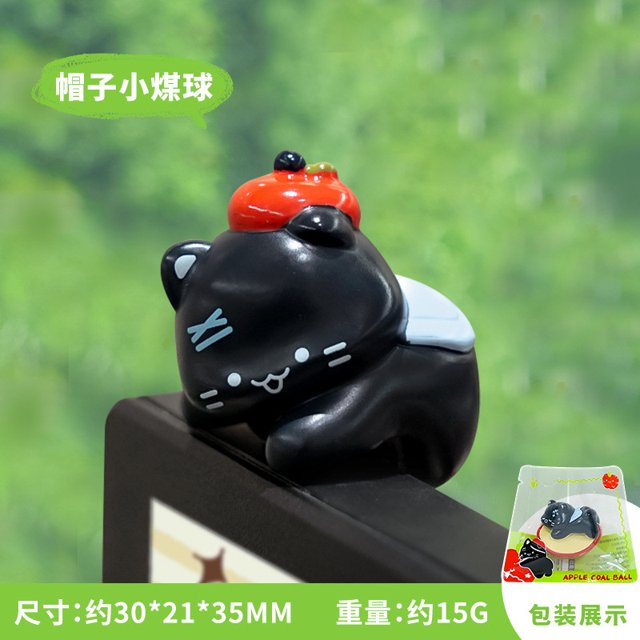 Adorable Figura Decorativa de Monitor de Escritorio con Manzanas, Gatos y Carbón | Material de Resina | Regalo Ideal para Amantes de Los Gatos