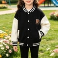 thumbnail image 5 of Coerni Boys & Girls Varsity Jackets Contrast Long Sleeve Embroidery Bomber Jackets Button Down Cardigan Baseball Coats, 5 of 7