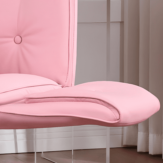 TMV Vanity Chair Oversized, Criss Cross Design Office Desk Chair - Big & Tall Computer Chair with Foldable Arms, Swivel and Wheels,Pink