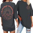 thumbnail image 2 of TSADFHJI Hauts Pailletés pour Femmes Vacances Mode Décontractée Imprimé Col Rond Manches Courtes T-Shirt TG Gris Foncé, 2 of 6
