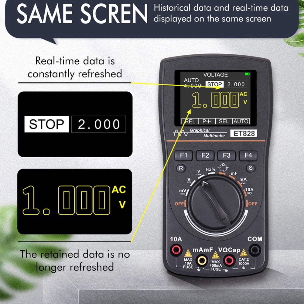 2 in 1 ET828 Smart Digital Multimeter 1MHz 2.5Msps Sampling Rate Oscilloscope
