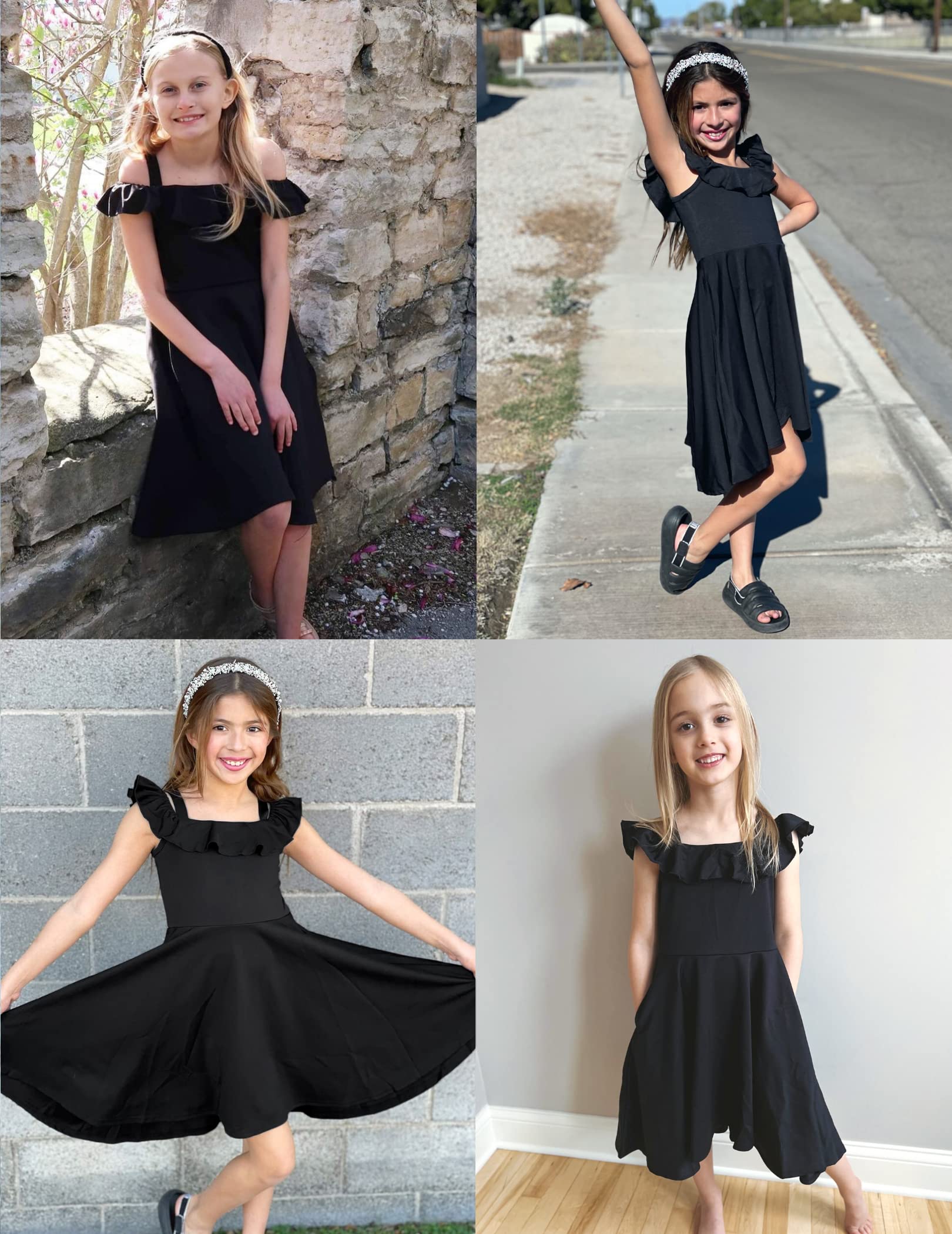 Oudiya Girls Off-Shoulder Swing Dress with Flutter Sleeves photo 7