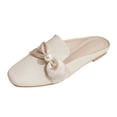 thumbnail image 5 of Women's Bow Flat Mules Comfortable Square Toe Slip on Penny Loafers Ladies Baotou Clogs Half Slides Mules, 5 of 5
