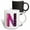 Multicolor, variant on 3drose, Pink and Purple Hearts and Dots Grunge Monogram Initial N, 11oz Two-tone Blue Mug
