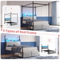 thumbnail image 3 of EnHomee Canopy Bed Frame Full with Headboard Upholstered Bed Frame with 2 Storage Drawers & LED Lights & Charging Station & 4 Removable Posts,Grey, 3 of 9