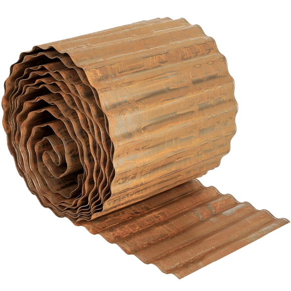 Worth 20 Feet Pre-Rusted Wavy Garden Edging - 8" Height - Heavy Duty Steel Lawn Edging - Long Metal Folding Garden Strips for Raised Flower