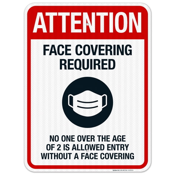 Attention Face Covering Required Sign, Pool Sign,