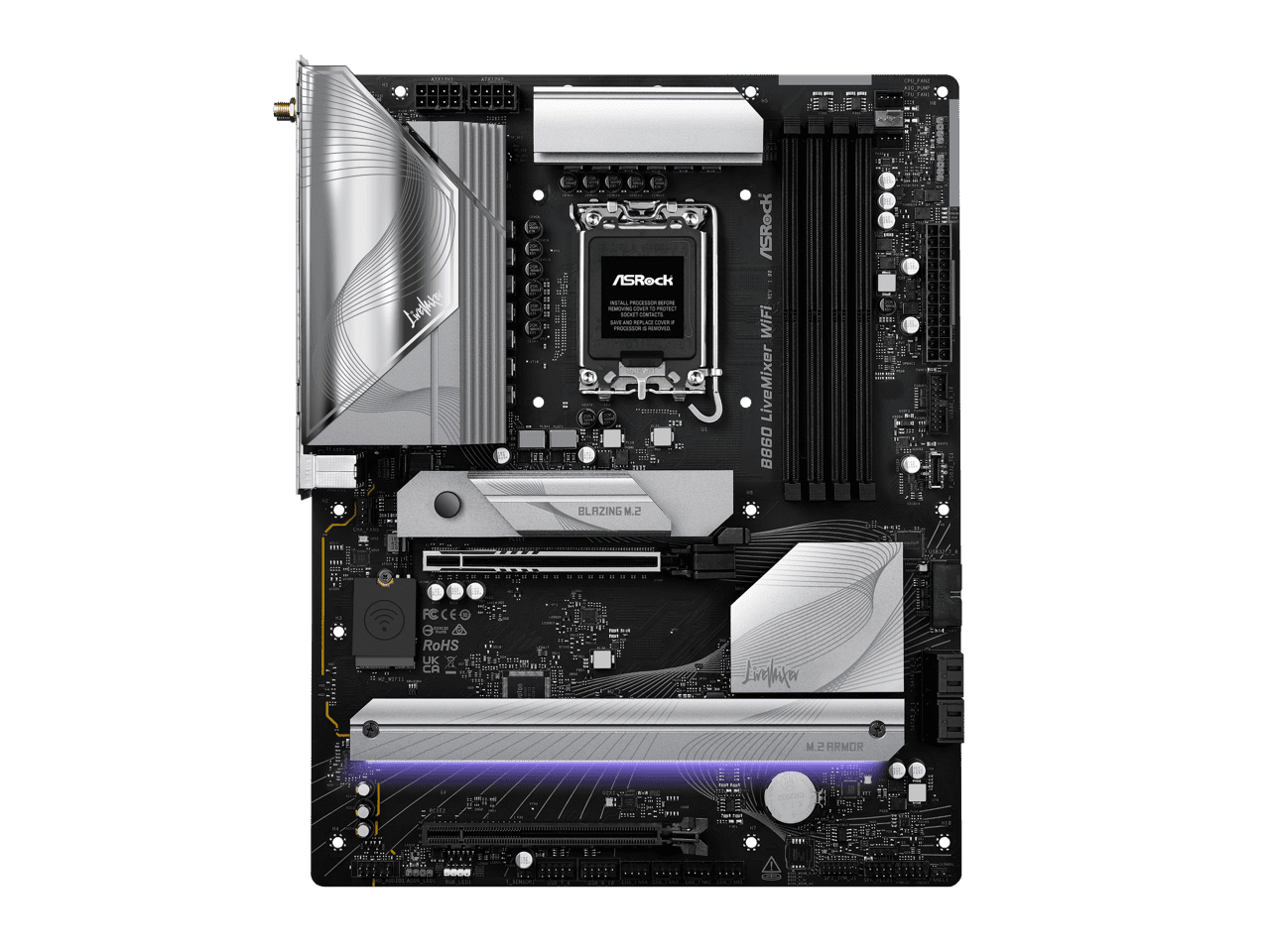 ASRock B860 LiveMixer WiFi LGA 1851 Intel B860 SATA 6Gb/s DDR5 Intel Core Ultra ATX  Motherboard