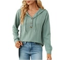 thumbnail image 2 of Plus Size Hoodies for Womens Tops Fashion New Solid Hooded Button Loose Long Sleeve Tops Sweater Up to 65% off, 2 of 9