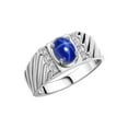 thumbnail image 4 of Rylos Sterling Silver Classic 8X6MM Oval Blue Star Sapphire & Sparkling Diamond Ring - Birthstone Jewelry for Men -Size 9, 4 of 8