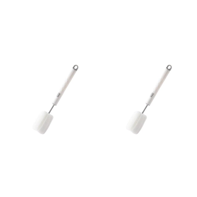 Inteprter Esponja de limpieza de tazas, mango largo, cepillo para biberón, vidrio para el hogar, fregador antiarañazos, restaurante, blanco Blanco 2piezas Inteprter CBP395334