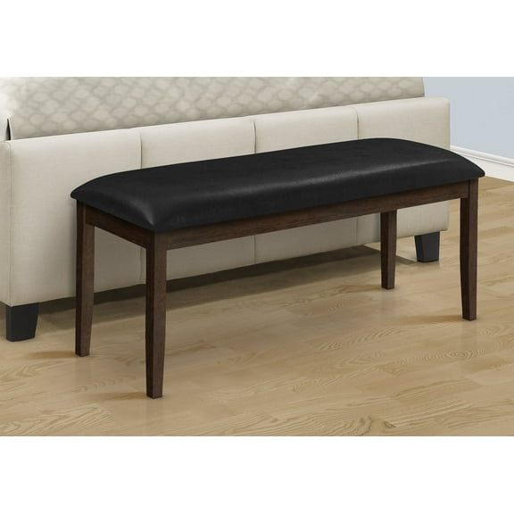 Xukmct 48" Upholstered Seat Rectangular Bench with Wood Frame, Faux Leather Dining Bench for Dining Room, Living Room, Entryway, Black
