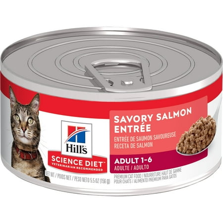 (24 Pack) Hill's Science Diet Adult Savory Salmon Entree Wet Cat Food, 5.5 oz.