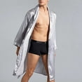 thumbnail image 5 of Donemore Men's Silky Loose Fit Bathrobe Lightweight Pajama Lounge Robe for Home Relaxation, 5 of 7
