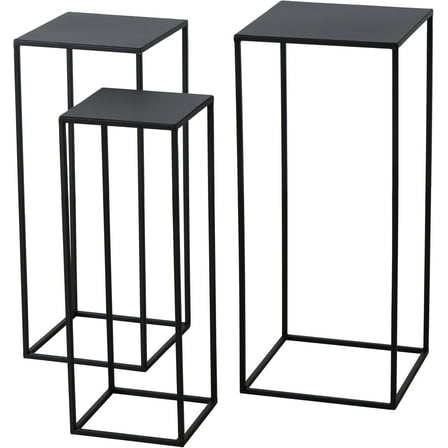Modernist Accent Tables, Set of 3, Black, Rust Resistant Metal