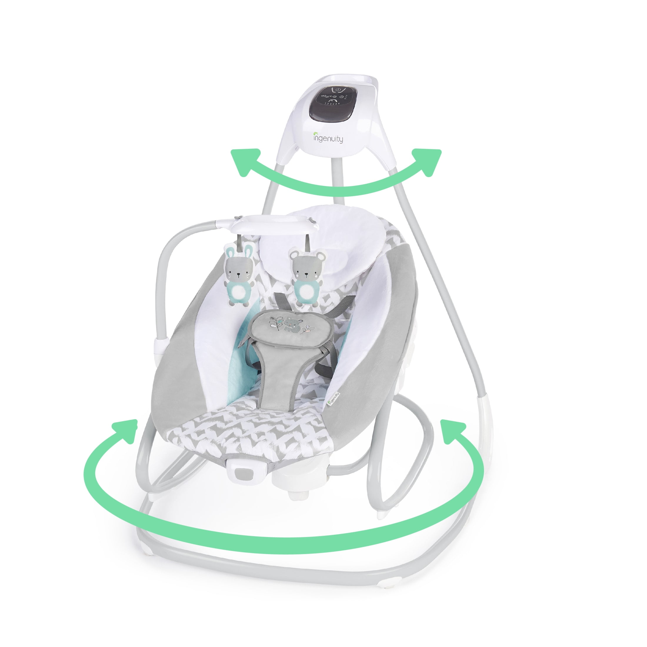 Ingenuity SimpleComfort 2-in-1 Vibrating Lightweight Baby Swing and Rocker Raylan, Gray