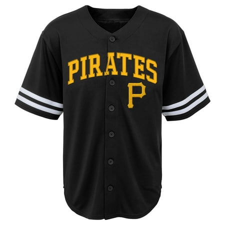 MLB Pittsburgh PIRATES TEE Short Sleeve Boys Fashion Jersey Tee 60% Cotton 40% Polyester BLACK Team Tee