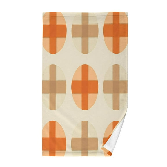 Yayeee 100% Cotton Hand Towels for Bathroom 16" x 28" Soft Absorbent Kitchen Towel, Beige Geometric Pattern