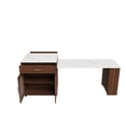 thumbnail image 3 of 80-inch Expandable Kitchen Island with Dining Table, Marble-Grain Countertop with Power Outlet, Mobile Storage Cart with Cabinet & 2 Drawers, Walnut Finish Kitchen Prep Table, 3 of 24