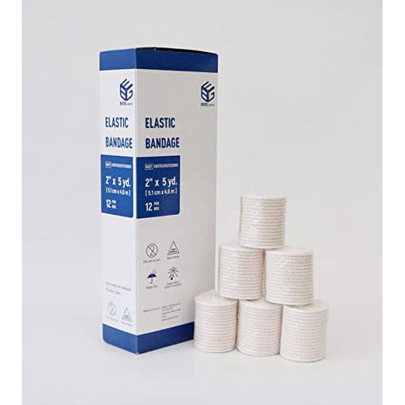 BGEcare Elastic Bandage with Self-Closure, 2in X 5 Yards, Pack of 12, Latex Free, 6 Boxes. case of 72