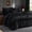 Black, variant on Lipa Queen Comforter Set,7-Piece Bed in a Bag,Ruffled Design Bedding Set,Comforter,Flat Sheet,Fitted Sheet,Pillowcases and Shams,Beige