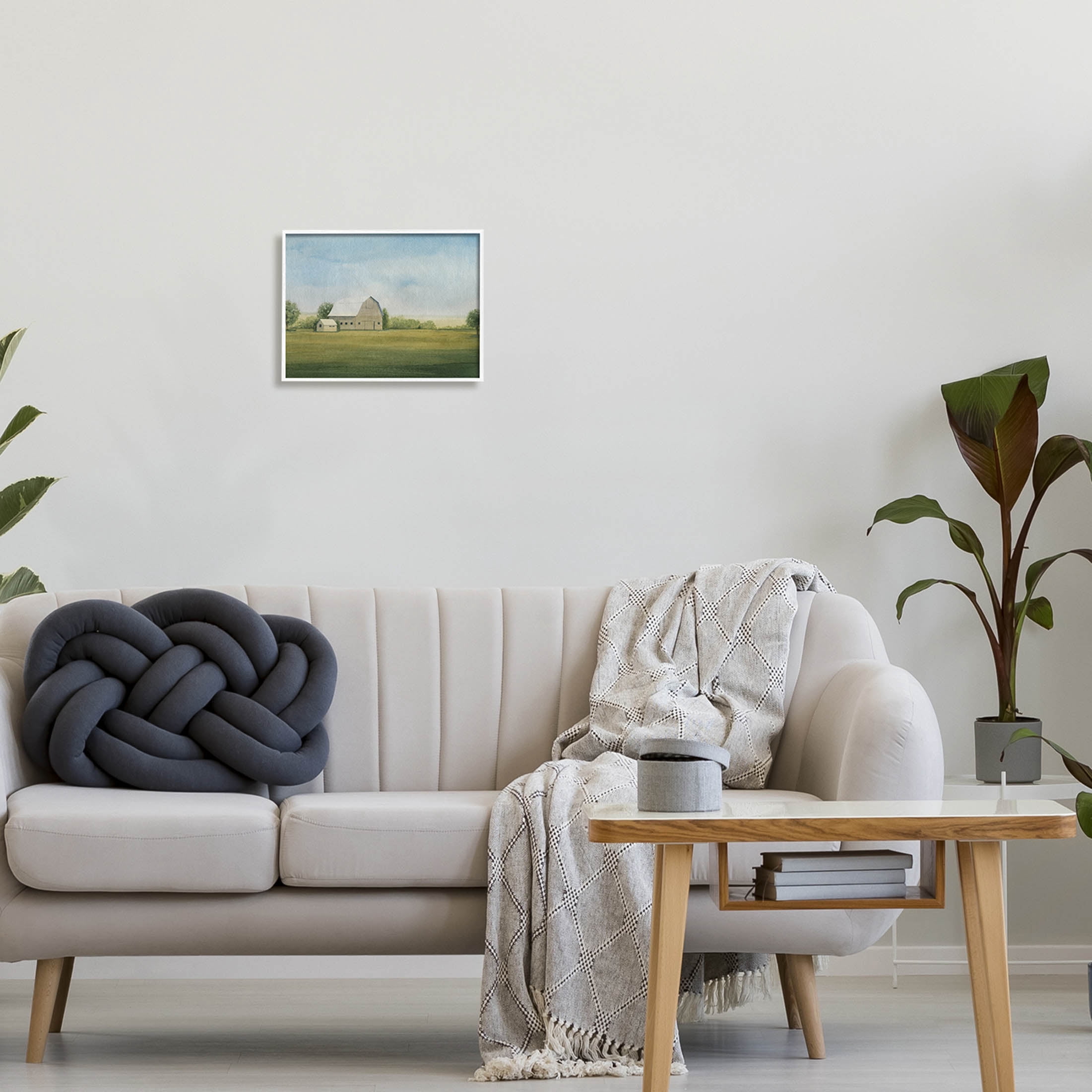 Stupell Industries Vast Rural Barn Landscape Painting White Framed Art Print Wall Art, Design by Grace Popp