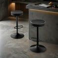 thumbnail image 3 of Swivel Bar Stools Set of 2 Black Microfiber Leather Counter Height Bar Stools with Round Seat Adjustable Backless Barstools Modern Tall Bar Chairs for Kitchen Island (24-33 Inch,330lbs), 3 of 16