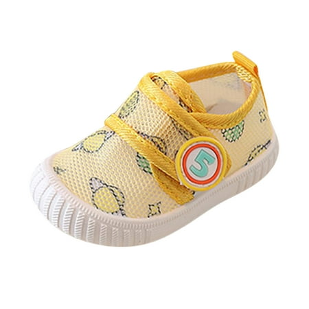 KaLI_store Sneakers for Toddlers Toddler Canvas Shoes Girls Low Top Slip On Lightweight Breathable Hook and Loop Casual Running Sneakers Yellow