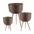 thumbnail image 4 of Juego de 3 Maceteros de Suelo con Cesta de Ratán PP con Patas de Pie para Oficina en Casa, 4 of 9