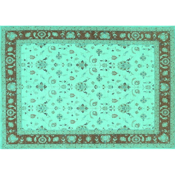 Ahgly Company Indoor Rectangle Persian Turquoise Blue Traditional Area Rugs, 8' x 10'