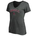 thumbnail image 2 of Women's Heathered Charcoal Los Angeles Angels Team Logo Lockup V-Neck T-Shirt, 2 of 3