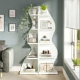 thumbnail image 6 of Tribesigns Corner Shelf, Modern 5-Tier Corner Bookshelf, Stylish Corner Bookcase Plant Stand (White), 6 of 8