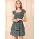 thumbnail image 2 of Vestido Floral Manga Corta Cuello Cuadrado Fruncido Para Mujer Negro L, 2 of 6