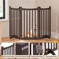 thumbnail image 3 of Yaheetech 35.6" Tall 3-Panel Wooden Pet Gate with Support Feet, Espresso, 3 of 7