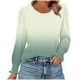 thumbnail image 2 of YueHuiYing Ladies' Fashion Gradient Color Base T-shirt Round Neck Long Sleeve Loose Tshirts Fall Clothes, 2 of 6