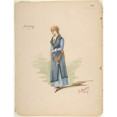Costume Design for Andrey [a] Descriptive sheet of Accessories [b] Poster Print by Charles Bianchini (French Lyons 1860  “1905 Paris) (18 x